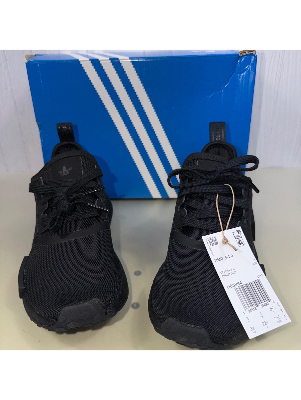 Adidas Originals NMD_R1 J Triple Black Sneakers Kids Size 3.5 Youth NEW With Box